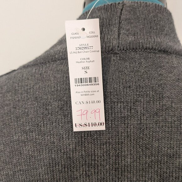 WHBM Long Sleeve Adj Ball Chain Coverup, Size S (NWT) - Picture 4 of 9